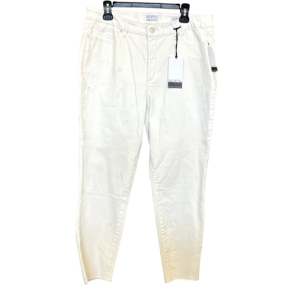 NWT Sofia Jeans White Evil Eye Skinny Ankle Jeans Size 18